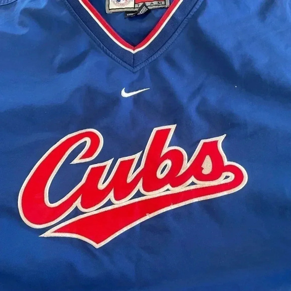 Vintage Y2K Nike MLB Chicago Cubs Blue Pullover Center Swoosh Jacket Sz XL - Picture 7 of 14